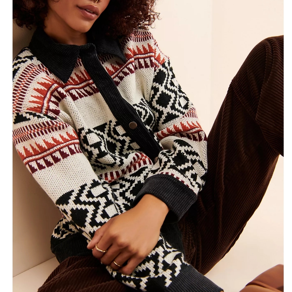 FATE Anthropologie Geometric Knit Jacket - Picture 3 of 9